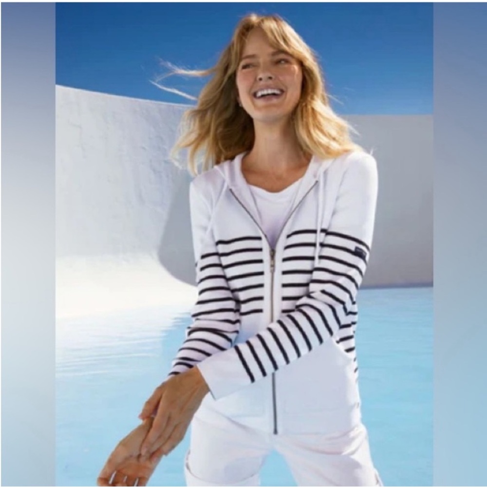 Barbour Black and White Striped Hoodie